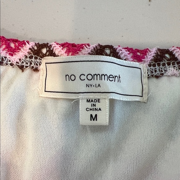 No Comment Juniors Pink & Brown Chevron Knit Romper Boho Crochet Belt - Size M - Picture 3 of 7